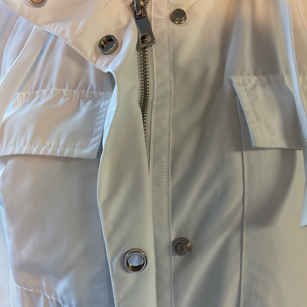 Banana Republic Sz S Women's White Hooded Utility Jacket - Picture 5 of 11